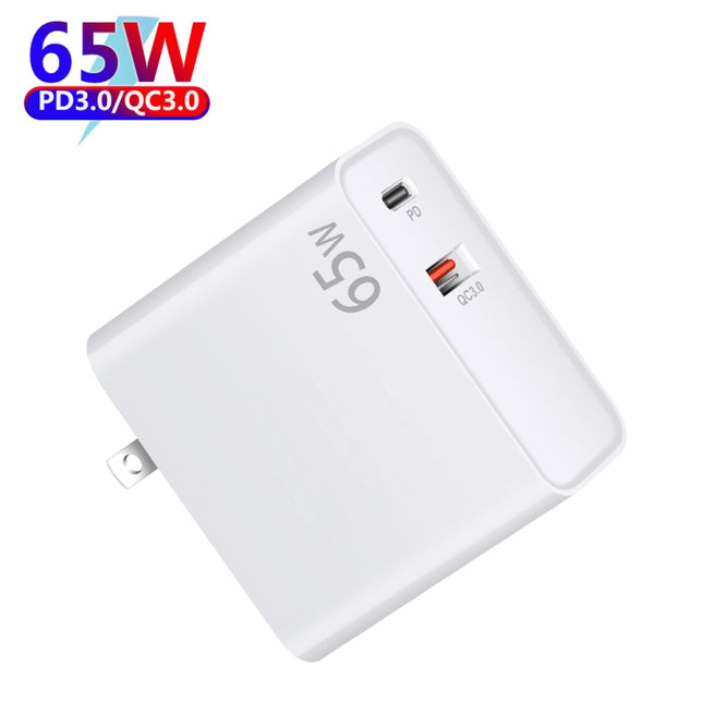 PD-65W USB-C / Type-C + QC3. 0 USB Laptop Charging Adapter + 1.8m USB-C / Type-C to MagSafe 2 / T Head Data Cable, US Plug, MagSafe 2 / T Cable, US Plug