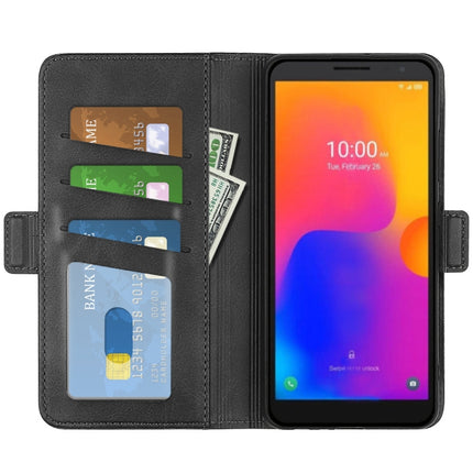 For Alcatel 1B 2022 Dual-side Magnetic Buckle Horizontal Flip Leather Phone Case, Black, Yellow, Brown, Dark Blue, Red