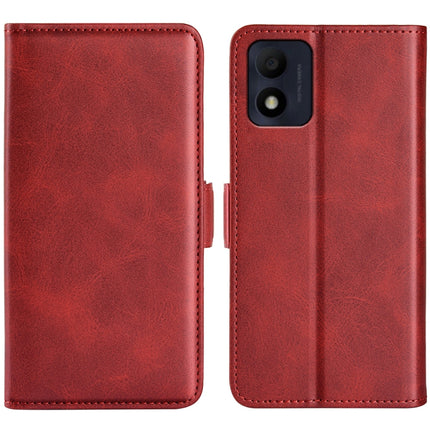 For Alcatel 1B 2022 Dual-side Magnetic Buckle Horizontal Flip Leather Phone Case, Black, Yellow, Brown, Dark Blue, Red