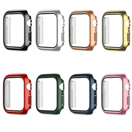 Electroplating Monochrome PC+Tempered Film Watch Case, For Apple Watch Series 9 / 8 / 7 41mm, For Apple Watch Series 6/5/4/SE 40mm, For Apple Watch Series 3/2/1 38mm