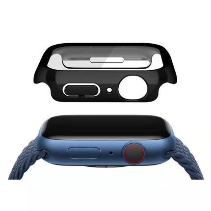 Electroplating Monochrome PC+Tempered Film Watch Case, For Apple Watch Series 9 / 8 / 7 41mm, For Apple Watch Series 6/5/4/SE 40mm, For Apple Watch Series 3/2/1 38mm