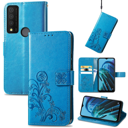 Four-leaf Clasp Embossed Buckle Leather Phone Case, For Motorola Moto G22, For TCL 30 XE 5G