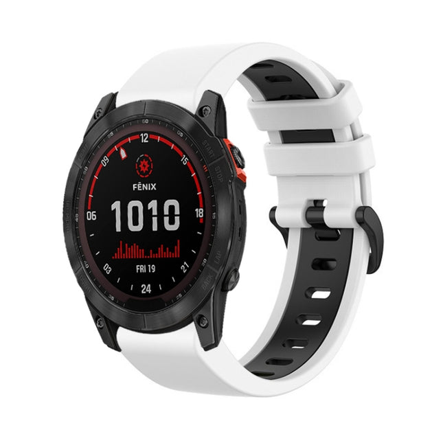 26mm Silicone Sports Two-Color Watch Band, For Garmin Tactix 7, For Garmin Fenix 6X, For Garmin Fenix 6X Pro