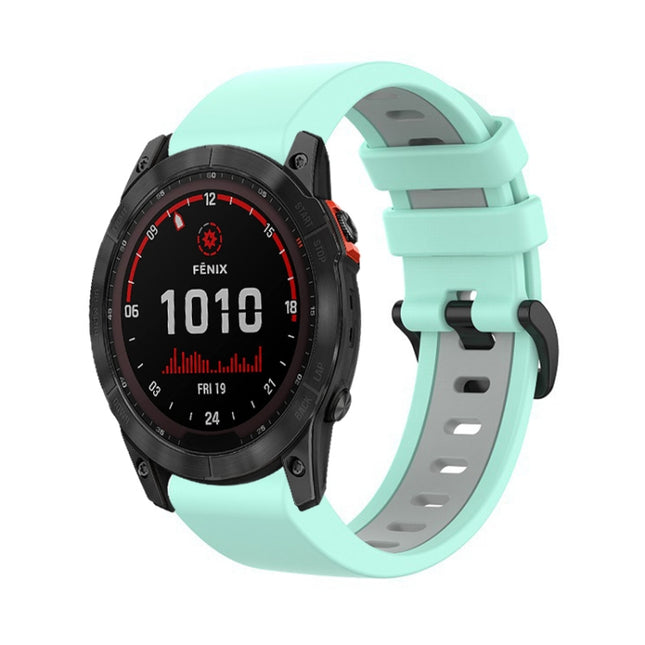26mm Silicone Sports Two-Color Watch Band, For Garmin Tactix 7, For Garmin Fenix 6X, For Garmin Fenix 6X Pro