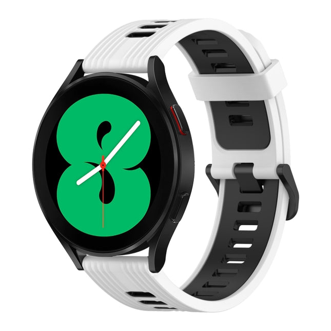 20mm Vertical Pattern Two-Color Silicone Watch Band, For Samsung Galaxy Watch 4 40mm, For Samsung Galaxy Watch 4 44mm