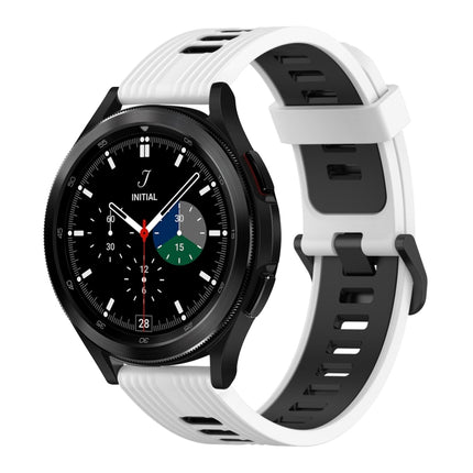 20mm Vertical Pattern Two-Color Silicone Watch Band, For Samsung Galaxy Watch 4 Classic 42mm, For Samsung Galaxy Watch 4 Classic 46mm