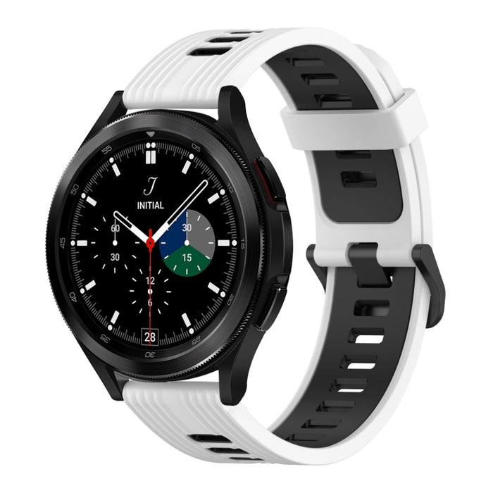 20mm Vertical Pattern Two-Color Silicone Watch Band, For Samsung Galaxy Watch 4 Classic 42mm, For Samsung Galaxy Watch 4 Classic 46mm