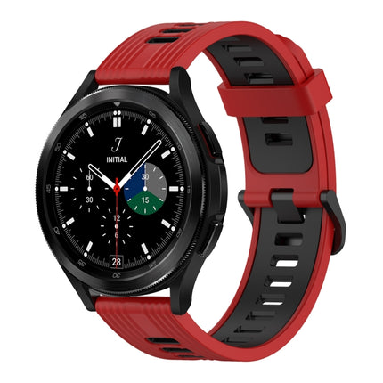 20mm Vertical Pattern Two-Color Silicone Watch Band, For Samsung Galaxy Watch 4 Classic 42mm, For Samsung Galaxy Watch 4 Classic 46mm
