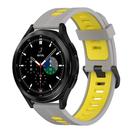 20mm Vertical Pattern Two-Color Silicone Watch Band, For Samsung Galaxy Watch 4 Classic 42mm, For Samsung Galaxy Watch 4 Classic 46mm