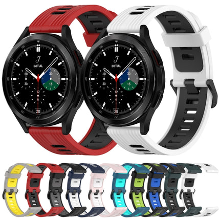 20mm Vertical Pattern Two-Color Silicone Watch Band, For Samsung Galaxy Watch 4 Classic 42mm, For Samsung Galaxy Watch 4 Classic 46mm