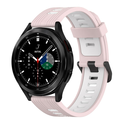 20mm Vertical Pattern Two-Color Silicone Watch Band, For Samsung Galaxy Watch 4 Classic 42mm, For Samsung Galaxy Watch 4 Classic 46mm