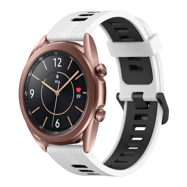 20mm Vertical Pattern Two-Color Silicone Watch Band, For Samsung Galaxy Watch3 41mm, For Samsung Galaxy Watch Active 2 40mm