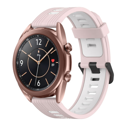 20mm Vertical Pattern Two-Color Silicone Watch Band, For Samsung Galaxy Watch3 41mm, For Samsung Galaxy Watch Active 2 40mm