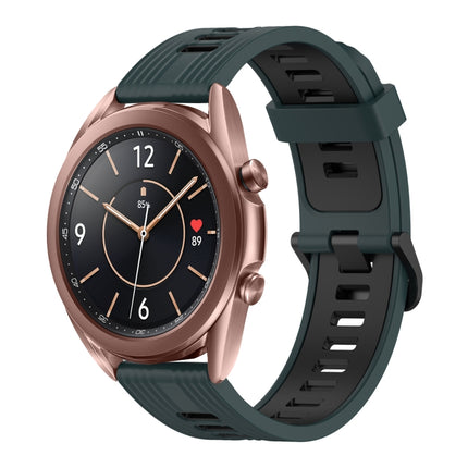 20mm Vertical Pattern Two-Color Silicone Watch Band, For Samsung Galaxy Watch3 41mm, For Samsung Galaxy Watch Active 2 40mm