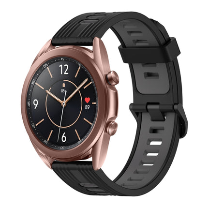 20mm Vertical Pattern Two-Color Silicone Watch Band, For Samsung Galaxy Watch3 41mm, For Samsung Galaxy Watch Active 2 40mm