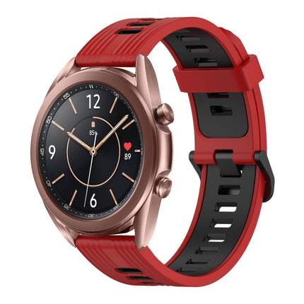 20mm Vertical Pattern Two-Color Silicone Watch Band, For Samsung Galaxy Watch3 41mm, For Samsung Galaxy Watch Active 2 40mm
