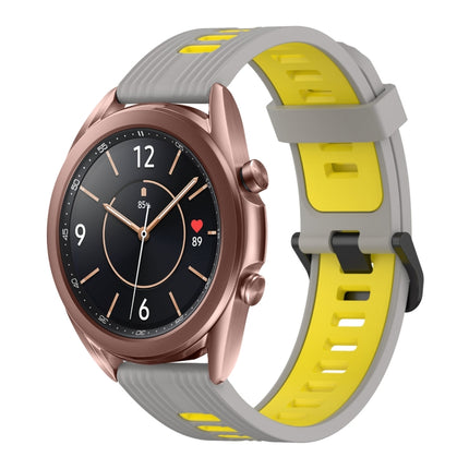 20mm Vertical Pattern Two-Color Silicone Watch Band, For Samsung Galaxy Watch3 41mm, For Samsung Galaxy Watch Active 2 40mm