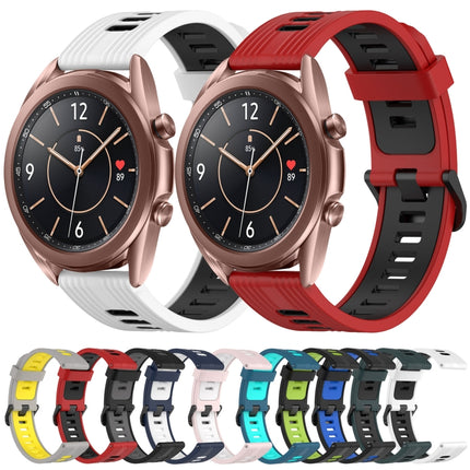 20mm Vertical Pattern Two-Color Silicone Watch Band, For Samsung Galaxy Watch3 41mm, For Samsung Galaxy Watch Active 2 40mm