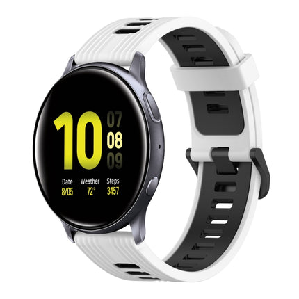 20mm Vertical Pattern Two-Color Silicone Watch Band, For Samsung Galaxy Watch Active 2 44mm, For Samsung Galaxy Watch Active 40mm