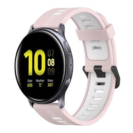 20mm Vertical Pattern Two-Color Silicone Watch Band, For Samsung Galaxy Watch Active 2 44mm, For Samsung Galaxy Watch Active 40mm