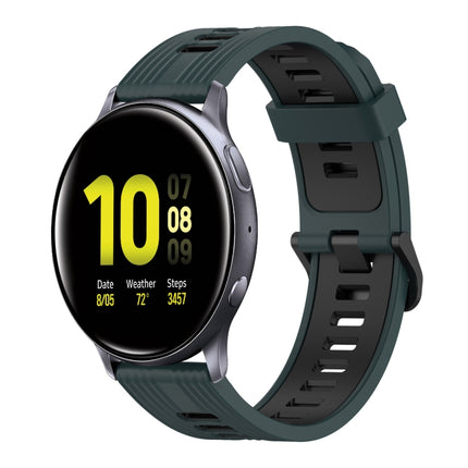 20mm Vertical Pattern Two-Color Silicone Watch Band, For Samsung Galaxy Watch Active 2 44mm, For Samsung Galaxy Watch Active 40mm