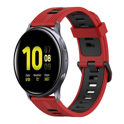 20mm Vertical Pattern Two-Color Silicone Watch Band, For Samsung Galaxy Watch Active 2 44mm, For Samsung Galaxy Watch Active 40mm