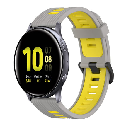 20mm Vertical Pattern Two-Color Silicone Watch Band, For Samsung Galaxy Watch Active 2 44mm, For Samsung Galaxy Watch Active 40mm