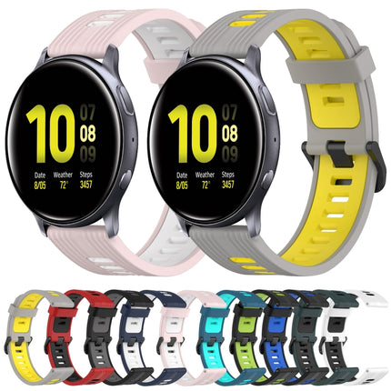 20mm Vertical Pattern Two-Color Silicone Watch Band, For Samsung Galaxy Watch Active 2 44mm, For Samsung Galaxy Watch Active 40mm