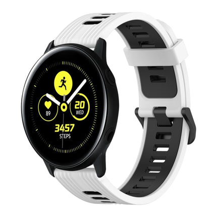 20mm Vertical Pattern Two-Color Silicone Watch Band, For Samsung Galaxy Watch Active 2 44mm, For Samsung Galaxy Watch Active 40mm
