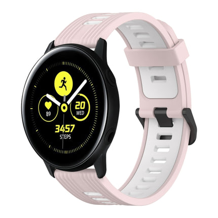 20mm Vertical Pattern Two-Color Silicone Watch Band, For Samsung Galaxy Watch Active 2 44mm, For Samsung Galaxy Watch Active 40mm