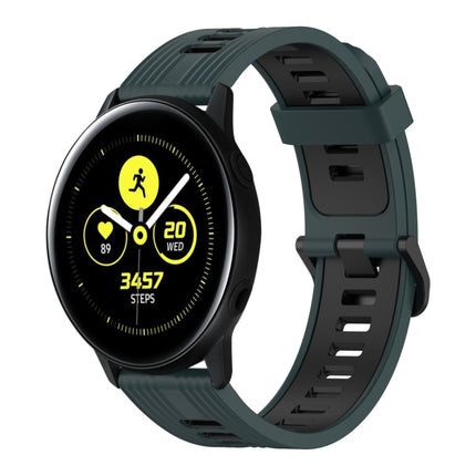 20mm Vertical Pattern Two-Color Silicone Watch Band, For Samsung Galaxy Watch Active 2 44mm, For Samsung Galaxy Watch Active 40mm