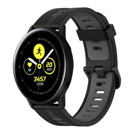 20mm Vertical Pattern Two-Color Silicone Watch Band, For Samsung Galaxy Watch Active 2 44mm, For Samsung Galaxy Watch Active 40mm