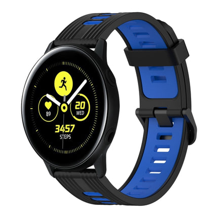 20mm Vertical Pattern Two-Color Silicone Watch Band, For Samsung Galaxy Watch Active 2 44mm, For Samsung Galaxy Watch Active 40mm
