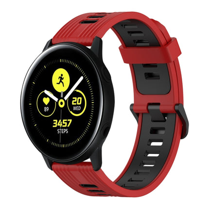 20mm Vertical Pattern Two-Color Silicone Watch Band, For Samsung Galaxy Watch Active 2 44mm, For Samsung Galaxy Watch Active 40mm