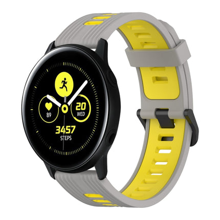 20mm Vertical Pattern Two-Color Silicone Watch Band, For Samsung Galaxy Watch Active 2 44mm, For Samsung Galaxy Watch Active 40mm
