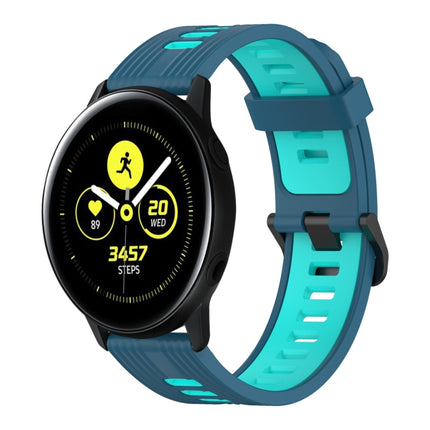 20mm Vertical Pattern Two-Color Silicone Watch Band, For Samsung Galaxy Watch Active 2 44mm, For Samsung Galaxy Watch Active 40mm