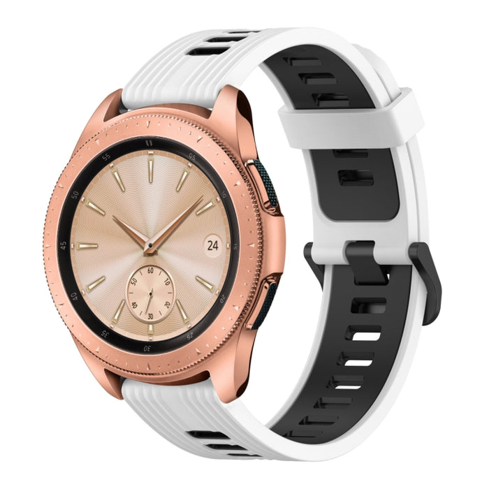 20mm Vertical Pattern Two-Color Silicone Watch Band, For Samsung Galaxy watch 42mm, For Samsung Gear Sport