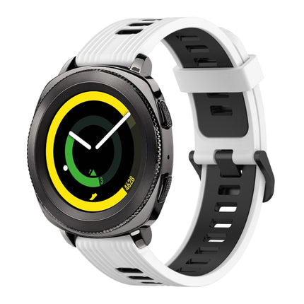 20mm Vertical Pattern Two-Color Silicone Watch Band, For Samsung Galaxy watch 42mm, For Samsung Gear Sport
