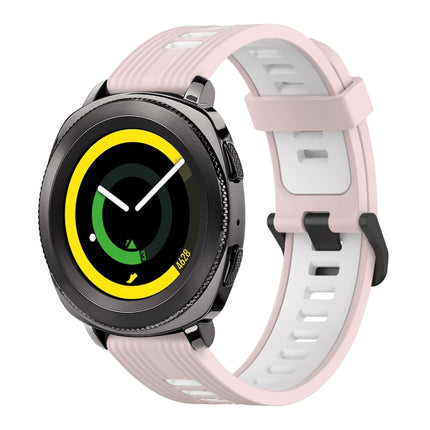 20mm Vertical Pattern Two-Color Silicone Watch Band, For Samsung Galaxy watch 42mm, For Samsung Gear Sport