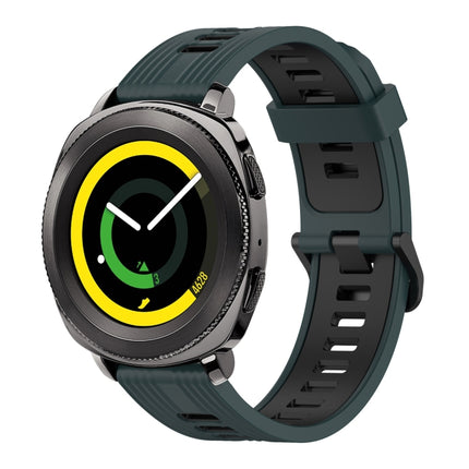 20mm Vertical Pattern Two-Color Silicone Watch Band, For Samsung Galaxy watch 42mm, For Samsung Gear Sport