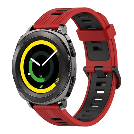 20mm Vertical Pattern Two-Color Silicone Watch Band, For Samsung Galaxy watch 42mm, For Samsung Gear Sport