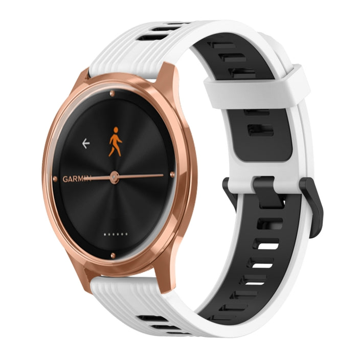 20mm Vertical Pattern Two-Color Silicone Watch Band, For Garmin Move Luxe, For Garmin Move Style