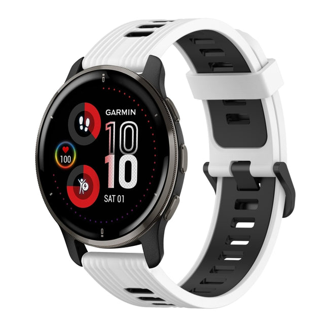 20mm Vertical Pattern Two-Color Silicone Watch Band, For Garmin Venu 2 Plus, For Garmin Move Sport