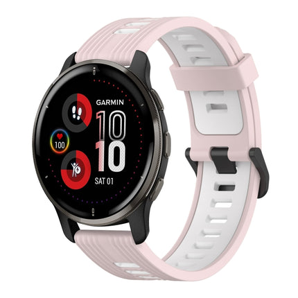 20mm Vertical Pattern Two-Color Silicone Watch Band, For Garmin Venu 2 Plus, For Garmin Move Sport