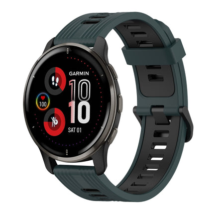 20mm Vertical Pattern Two-Color Silicone Watch Band, For Garmin Venu 2 Plus, For Garmin Move Sport