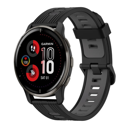 20mm Vertical Pattern Two-Color Silicone Watch Band, For Garmin Venu 2 Plus, For Garmin Move Sport