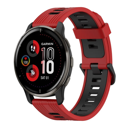 20mm Vertical Pattern Two-Color Silicone Watch Band, For Garmin Venu 2 Plus, For Garmin Move Sport