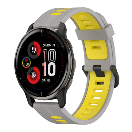 20mm Vertical Pattern Two-Color Silicone Watch Band, For Garmin Venu 2 Plus, For Garmin Move Sport