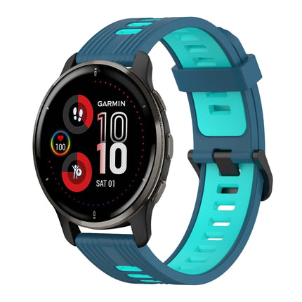 20mm Vertical Pattern Two-Color Silicone Watch Band, For Garmin Venu 2 Plus, For Garmin Move Sport