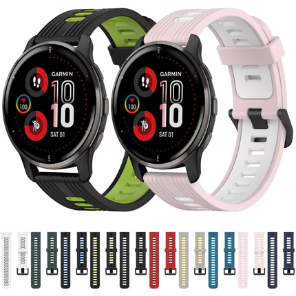 20mm Vertical Pattern Two-Color Silicone Watch Band, For Garmin Venu 2 Plus, For Garmin Move Sport